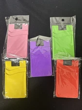 SOLD INDIVIDUALLY ~ SILCONE CC HOLDER CELL PHONE WALLET POCKET W/ ADHESIVE BACK