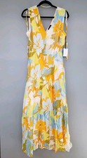 NEW - 1 State Floral Print Maxi Dress Small - Tropical Yellow Cruise Vacation