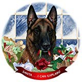Belgian Malinois Mahogany Dog Porcelain Ornament 'Santa. I Can Explain '