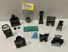 1970s Durham Doll House Miniature Cast Metal LOT Furniture Stroller Clock +MORE!
