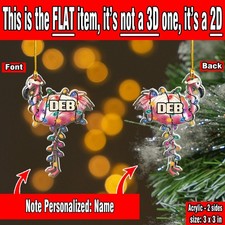 Personalized Flamingo Light Ornament Custom Name Acrylic