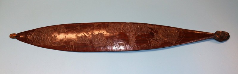 Vintage Australian Aboriginal Hand Carved Wood Woomera Spear Thrower