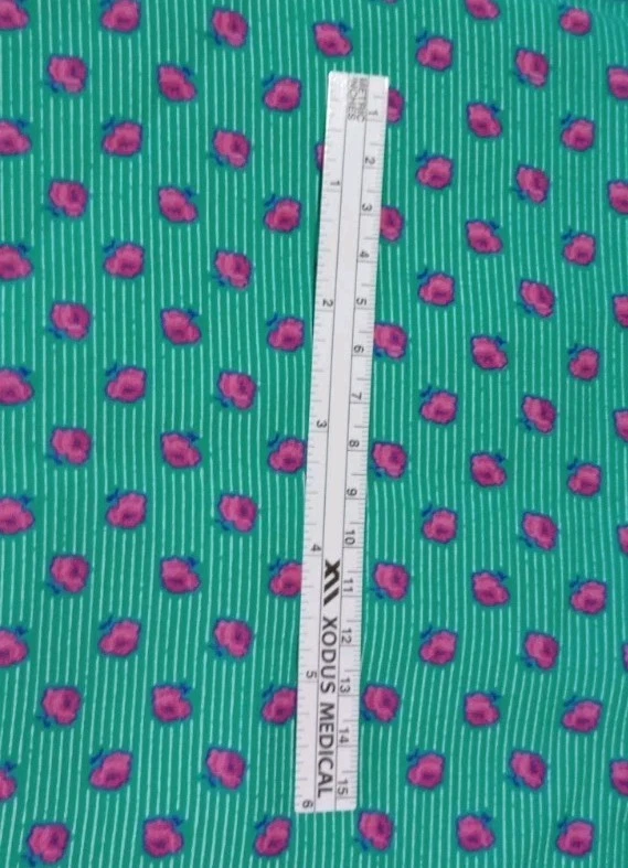 Tela de rayón vintage años 80 verde menta/blanco a rayas y rosa floral 3 yardas X 58" Foto 3 de 4