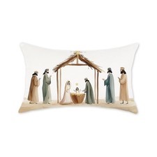 Holy Night Christmas Pillow Covers 12x20 Inch Farmhouse White Jesus