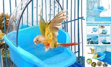 Bird Bath Box Hanging Birdbath Toy Parakeet Caged Bathing Tubs Parrot Bath Blue