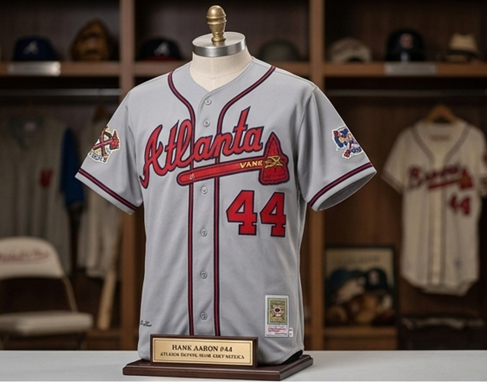 Hank Aaron #44 Atlanta Braves Gray Replica Baseball Jersey - MLB Fan Collection