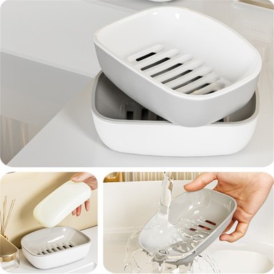 Double Layer Detachable Soap Dish Modern Minimalist Square Drainable Soap Holder