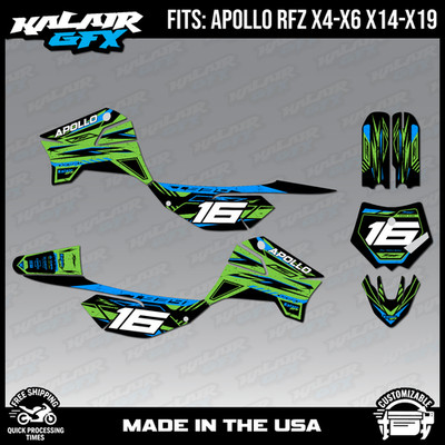 Graphics Kit for  Apollo RFZ X4 X5 X6, X14 to X19  Guard Series - Cyan
