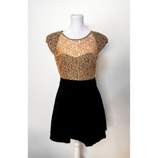 Urban Outfitters Kimchi Blue Lace Top Fit and Flare Mini Dress Gold Black Sz 6