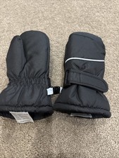Black snow mittens lined kids size X XS