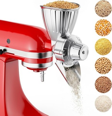 GVODE Grain Mill Attachment for KitchenAid Stand Mixer, 9 Grind Level Flour Mill