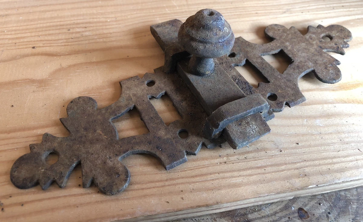 ANCIEN VERROU-LOQUET de porte en fer forgé EUR 20,00 - PicClick FR