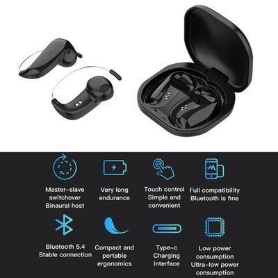 Wireless Bluetooth Earbuds Ear Hook Secure Fit for Running Gym Workout Earphones
