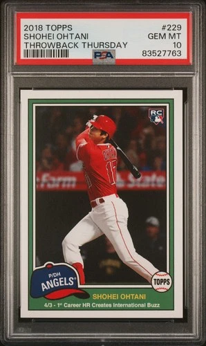 2018 Topps Throwback Thursday  Shohei Ohtani Rookie RC #229 PSA 10