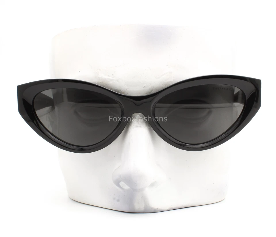 Tiffany & Co Sunglasses TF4225U 8001/S4 Gloss Black Gray Pale Gold Logo w/case - Image 2 of 4