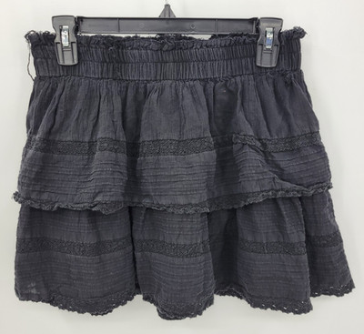 Anthropologie Day + Moon Skirt Womens Large Black Tiered Retro Frilly Skorts