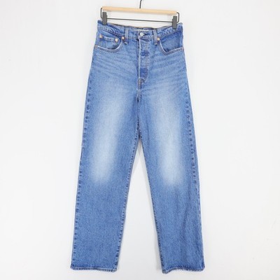 Levis Ribcage Straight Jeans Womens 28x32 Blue High Rise Button Fly Stretch
