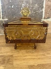 New ListingVintage Fenton Amber Honeycomb Lidded Beehive/Bee Box Trinket Dish