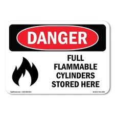 Full Flammable Cylinders Stored Here ANSI Danger Sign Metal Plastic Decal