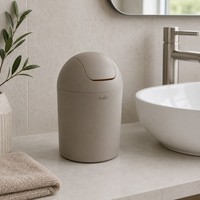 Baliv Kosmetikeimer 1,25 L Taupe Kunststoff Schwingdeckel Bad Wc MüLleimer