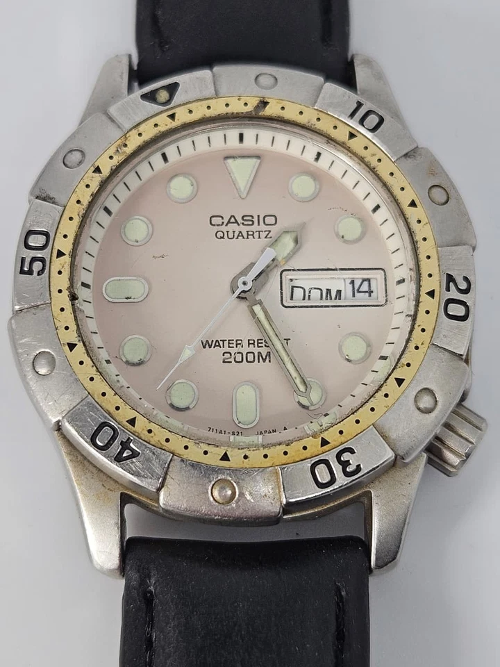 Reloj Hombre Casio MD-710 Mod 394 Merlin Divers Cuarzo Día/Fecha Japón 36mm Años 90 Foto 3 de 4