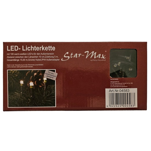 Star-Max Led Lichterkette Mit 100 Warm-WeißEn Led's FüR Den AußEnbereich-image