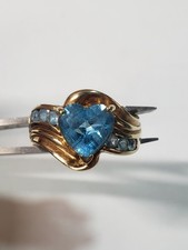 10k Gold Ring With Blue Heart Stone Size 7