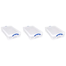 Really Useful Box 33L Storage Container w/Snap Lid & Clip Lock Handle, 3 Pack