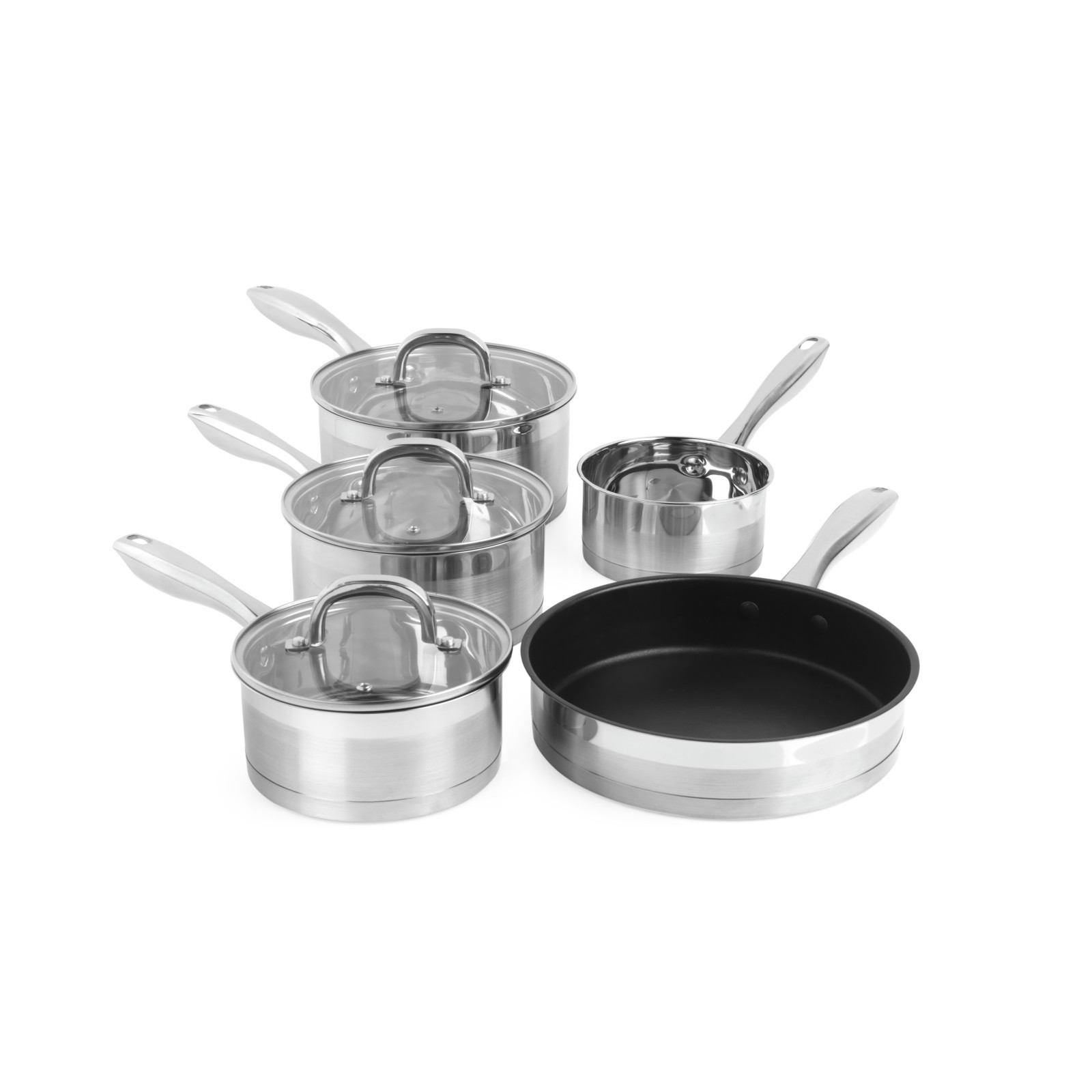 Salter Pan Set Fry Pan Saucepans 5 PC Set Timeless Collection Stainless Steel