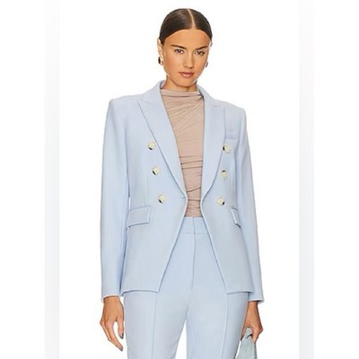 Veronica Beard Miller Double Breasted Dickey Blazer Jacket Ice Blue Size 6