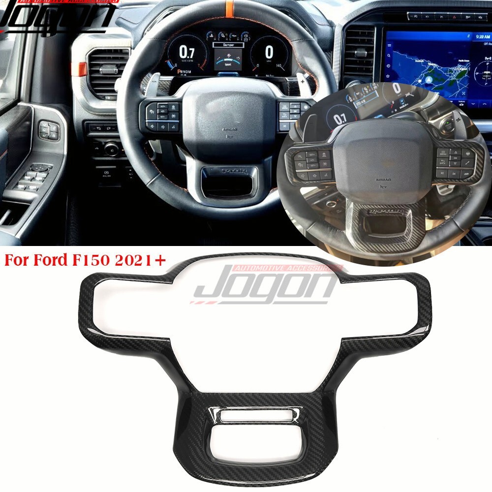 Real Carbon Steering Wheel Button Cover For Ford F150 2021+ Raptor R XL Platinum - Picture 1 of 10