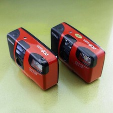 2x KONICA POP SUPER, Tested OK  RED Compact Point  Shoot Film camera Japan  