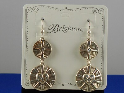 Brighton Silver Plated CELESTE Double Disc Drop French Wire Earrings JA8300 $84