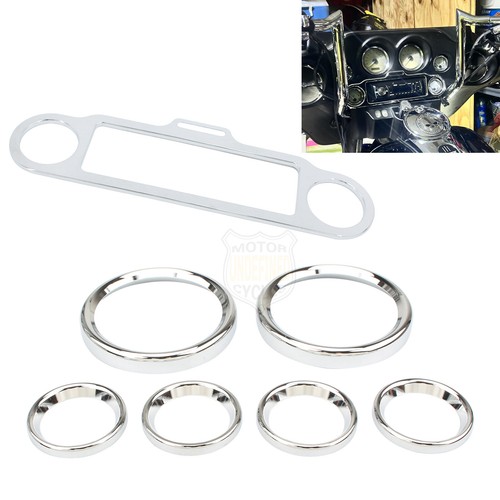 7X Chrome Stereo Accent Speedometer Gauges Bezels Cover For Harley Touring 9613 eBay