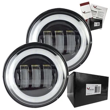 Eagle Lights 4 1/2" Round Black Harley LED Halo Passing Lights No Wiring Needed!