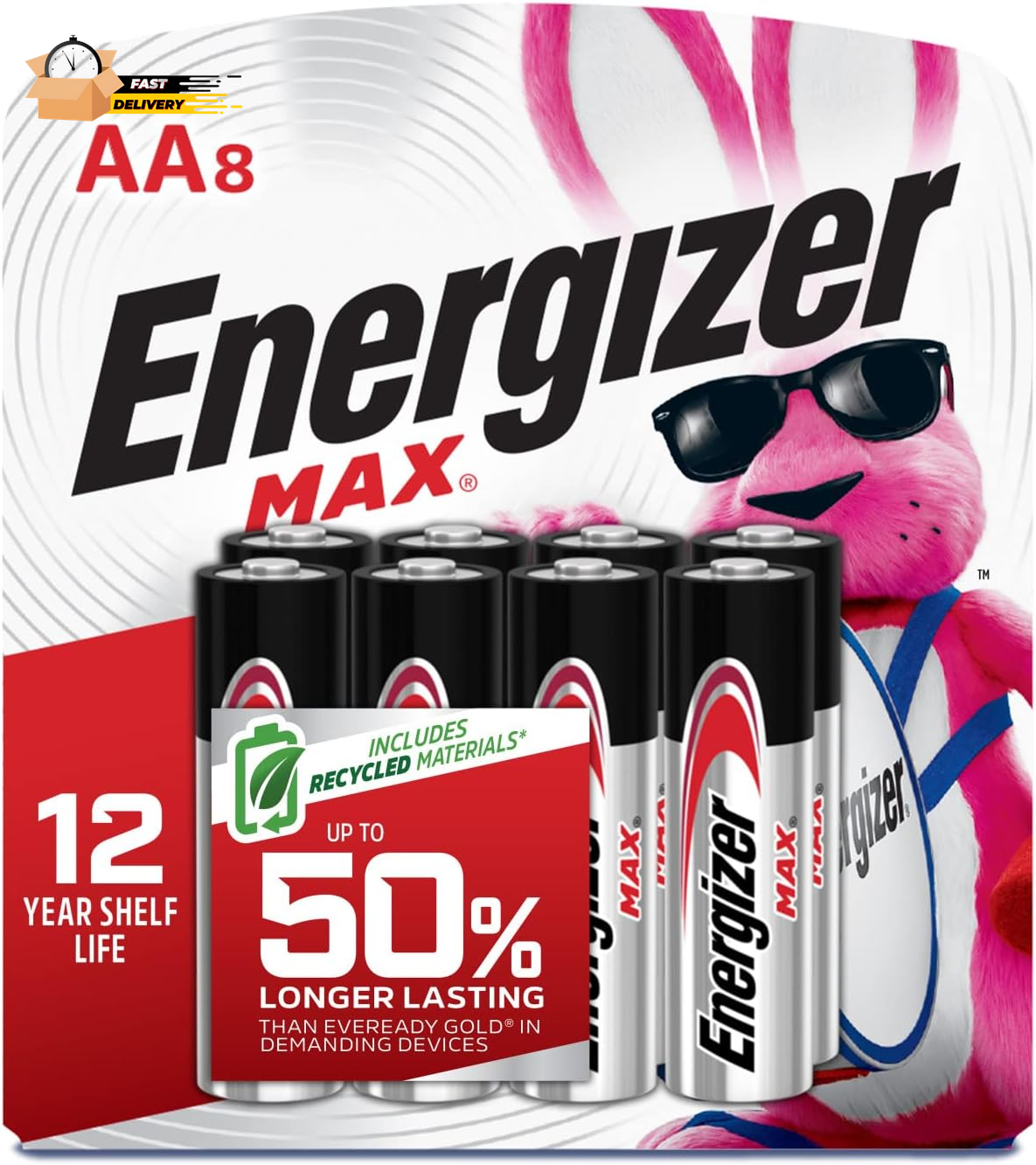 AA Batteries, Max Double a Battery Alkaline, 8 Count