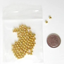 NEW--3 MM GOLDTONE SPACER BEADS-GREAT QUALITY--PKG. 200-NICE