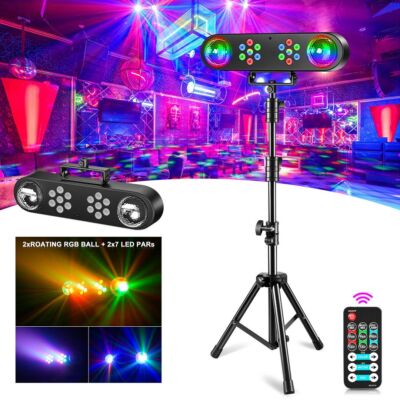 Bühnenbeleuchtung set mit Stativ 2x LED PAR & 2x Discokugel DJ Lichteffekt Party