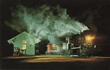 Postcard Steam Narrow Gauge RR Night Pine Creek Railroad Farmingdale New Jersey