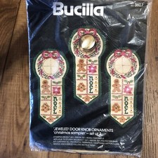 Bucilla Christmas Set 3 Felt Needlecraft Jeweled Holiday Ornament Kit 3607 Rare