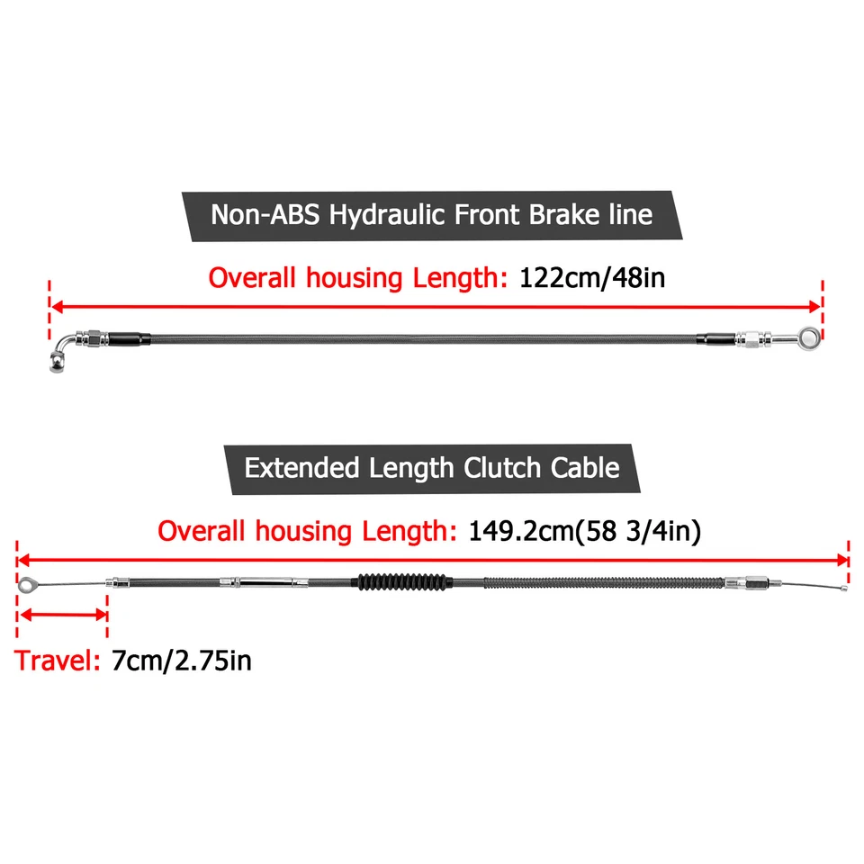 Cable de embrague de línea de freno manual MOFUN 12”-14” para Harley Sportster XL sin ABS Foto 2 de 4
