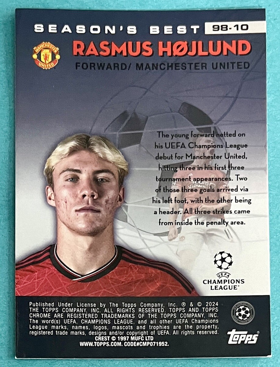 23-24シーズン　ホイルンド Rasmus Hojlund 2023-24 Topps Crystal Premium UEFA #52 | eBay