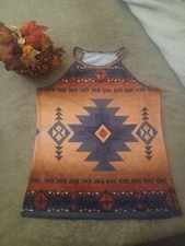 Women Boho Aztec Print T-Shirt Halter Tank Top Hippie Casual Vest T-Shirt Blouse