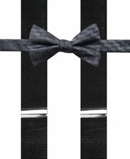  90 ALFANI Men's BLACK STRETCH SUSPENDER BLACK PRE-TIED BOW TIE COMBINATION SET
