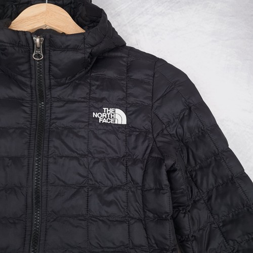 The North Face Thermoball Jacket Girls Small 7/8 Black Hooded Quilted Puffer - Picture 4 of 24