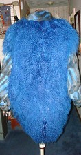 Sz M - 2x? Mongolian Tibetan Lamb Fur Coat Royal Blue W/ Rex Rabbit Restyled