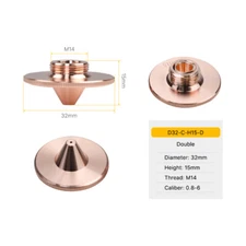 Fiber Laser Nozzle Double Layer Dia.32mm M14 H15 for Raytools Cutting Laser Head
