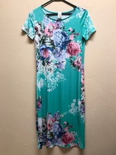 BELLAMIE Made In Usa Boutique Women’s Short Sleeve Floral Spring Midi Dress Sz S