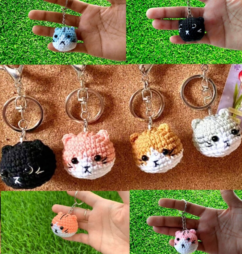 Key Tags crochet KeyTags key Ring Fob Tag Assorted Colours