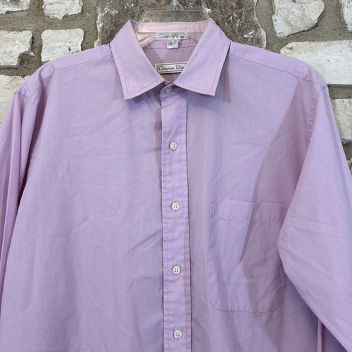 Christian Dior Pink Long Sleeve Men Dress Shirt 16 32/33 Cotton Blend - Picture 3 of 3